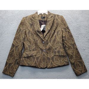 Grace Elements Blazer Jacket Women's 4 Multi Tapestry Paisley Notch Lapel Collar